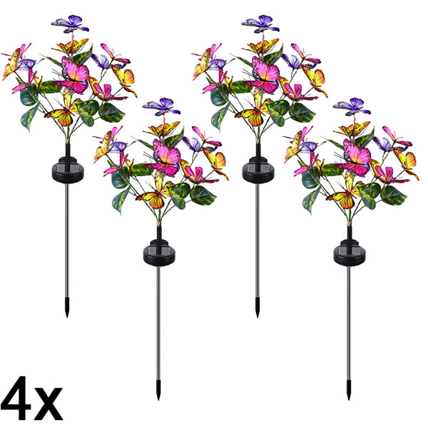 4x Solární venkovní svítidlo ve tvaru motýlů | FLUTIX